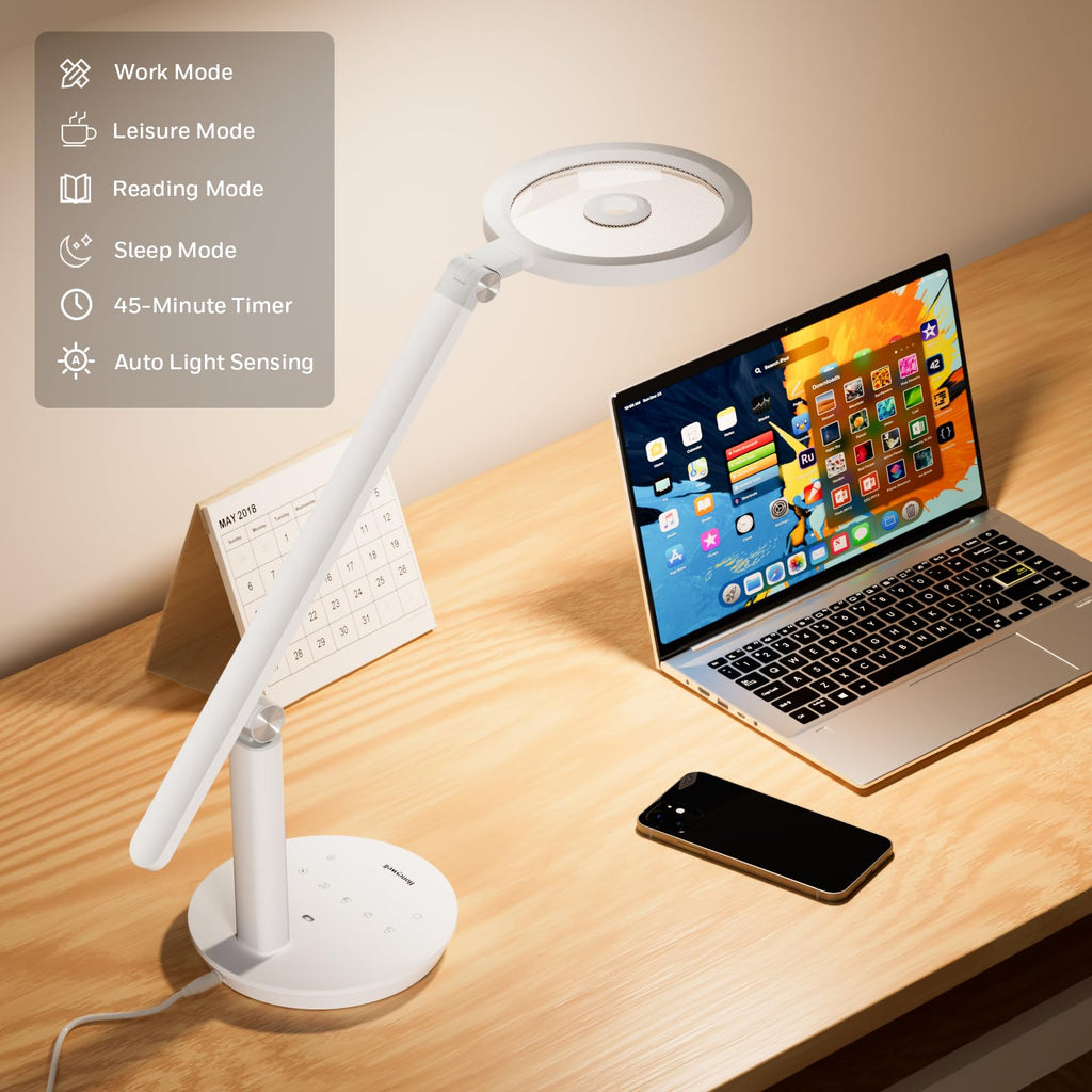 Eye-Caring H6 Sunturalux™ LED Desk Lamp - 800LM Dimmable Table Light with Timer & Touch Control for Home Office, Study & Bedroom (Available in 3 Colors)