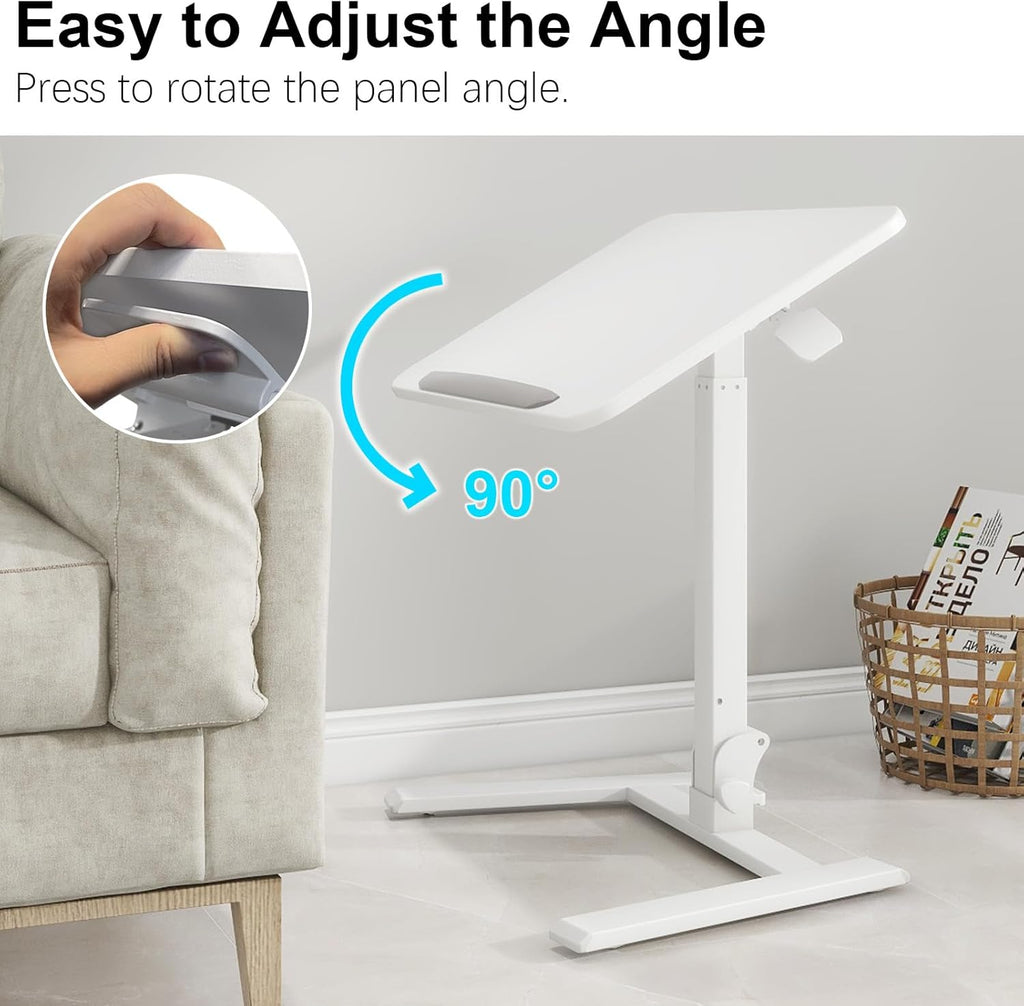 PUNCIA Adjustable Height Small Standing Desk Foldable Laptop Table with Stoppers - 90° Tiltable Rolling Computer Cart Portable Workstation Mobile Desk for Home Office Small Space Bedroom Dorm Study