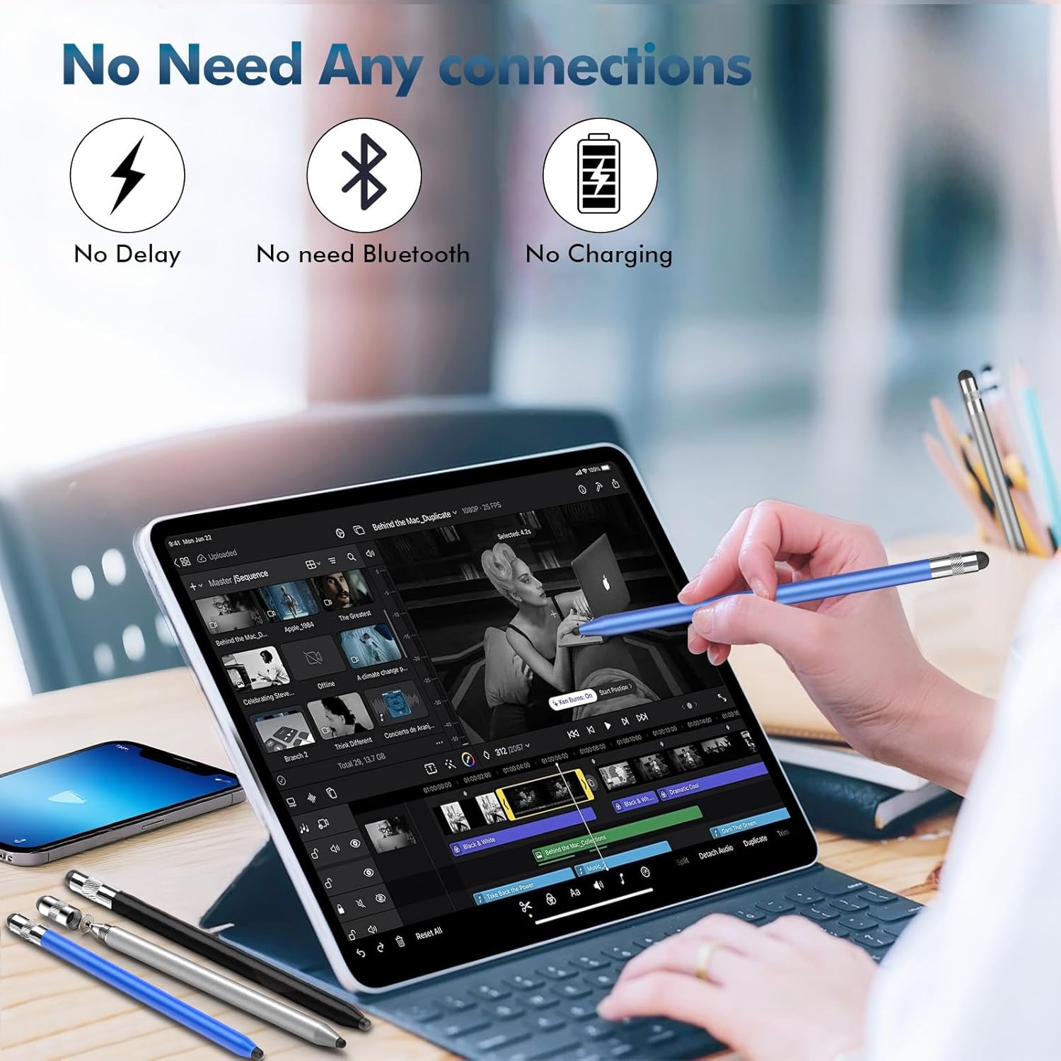 Stylus Pen for Touchscreen, 3-in-1 Rubber Disc Stylus, High Sensitivity and Precision, Universal Stylus Pen Compatible for Ipad,iPhone Android Kindle All Capacitive Tablets