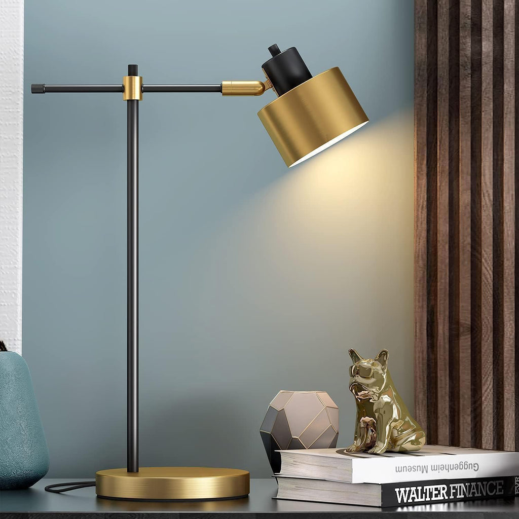 Modern Industrial Gold & Matte Black LED Desk Lamp
