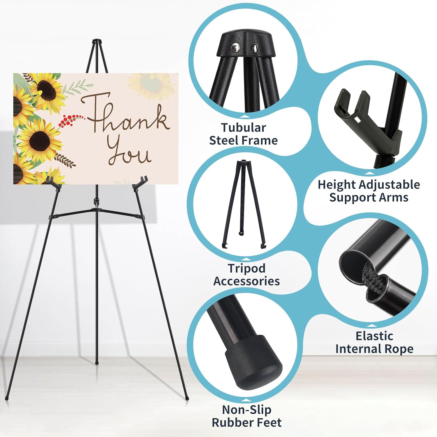 2Pcs Easel Stand for Wedding & Poster Display, 66 Inch White Portable Foldable Poster Stand, Perfect for Wedding, Birthday Party, Art Shows, and Retail Displays