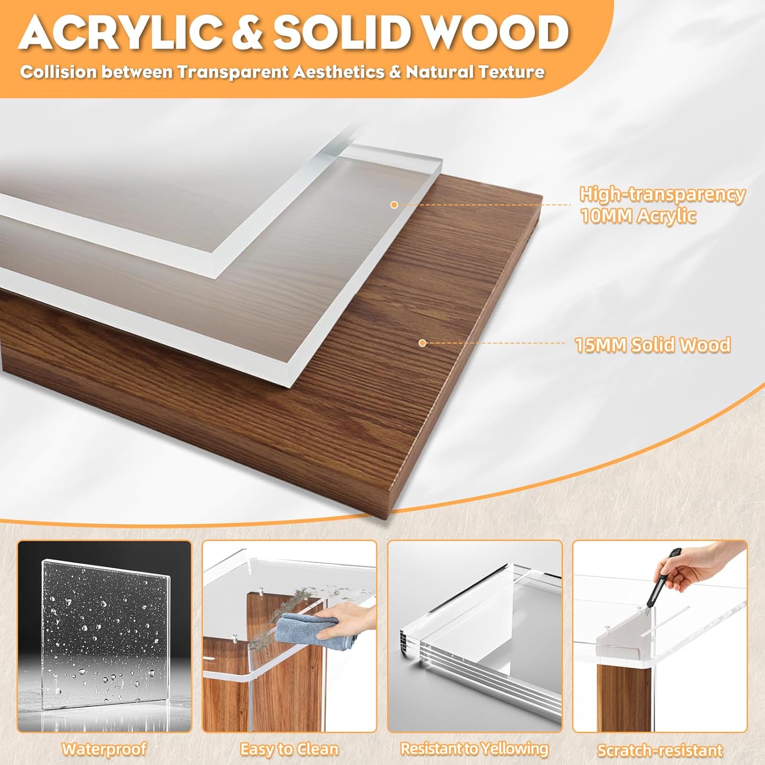 Acrylic Podium Stand, Ultra Clear 43'' Pulpits for Churches with 15 Color Adjustable, Modern Lectern with Storage Sheld for Church,Conference,Speech, 23.62”x 15.75”X 43.3” (Style 1)