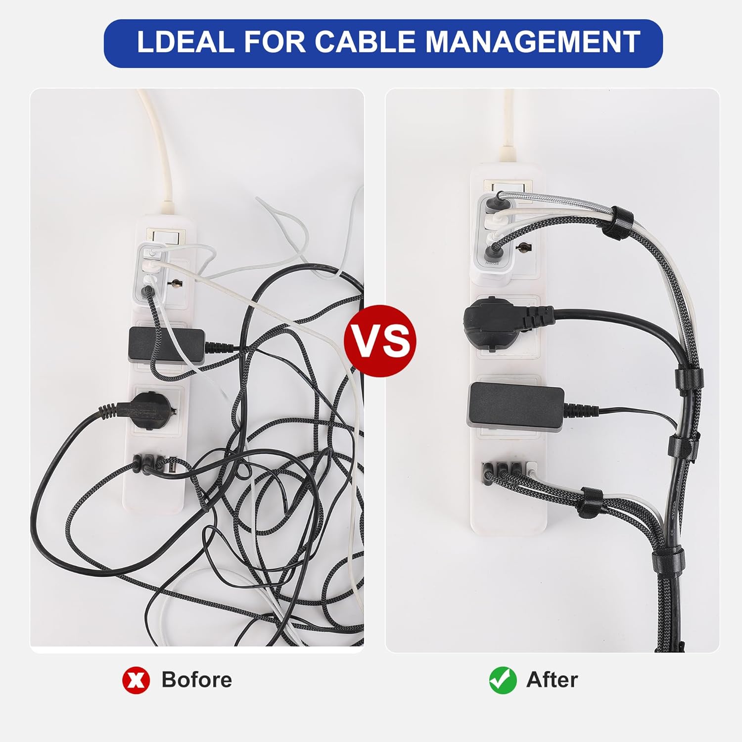 Reusable Cable Ties, 210 PCS 8 Inches Adjustable Cord Straps Wire Organizer Cord Wrap and Hook Loop Cable Management