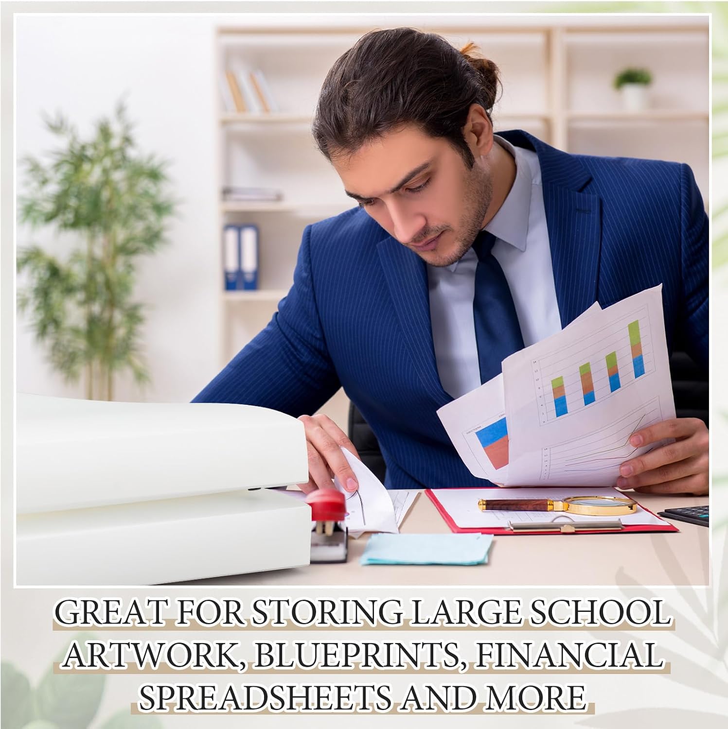 8 Pcs 11 x 17 Inch 3 Ring Binders 1 Inch Rings Heavy Duty View D Ring Binders Economy Holds 11" x 17" Paper for Artwork Blueprints, Office, Home, Work Places(White)