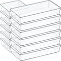 12 Pack Large Clear Plastic Drawer Organizer Set, Acrylic Bathroom Organizer Vanity Trays Dividers, Kitchen Organizers and Storage, Non-Slip Storage Bins for Makeup, Snacks, Office, Desk, Fridge