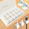 18 Pack Cord Organizer Holder, Magnetic Cable Clips Management, Easy Adhesive Phone Charging Cable Keeper, Hide Or Organize Desk Cable for Kitchen, Office, Car, Nightstand（White）
