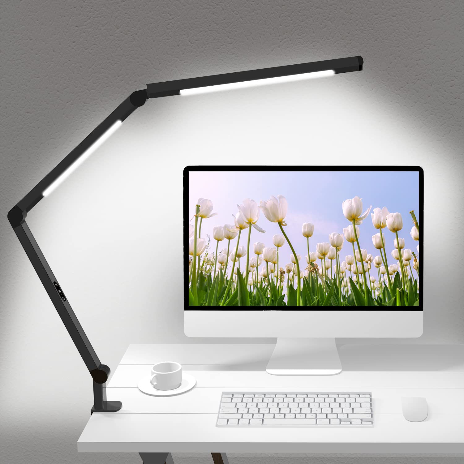 Architect LED Desk Lamp with Dual Light Source & Clamp, Adjustable Swing Arm Eye-Caring Office Lamp (Black / White