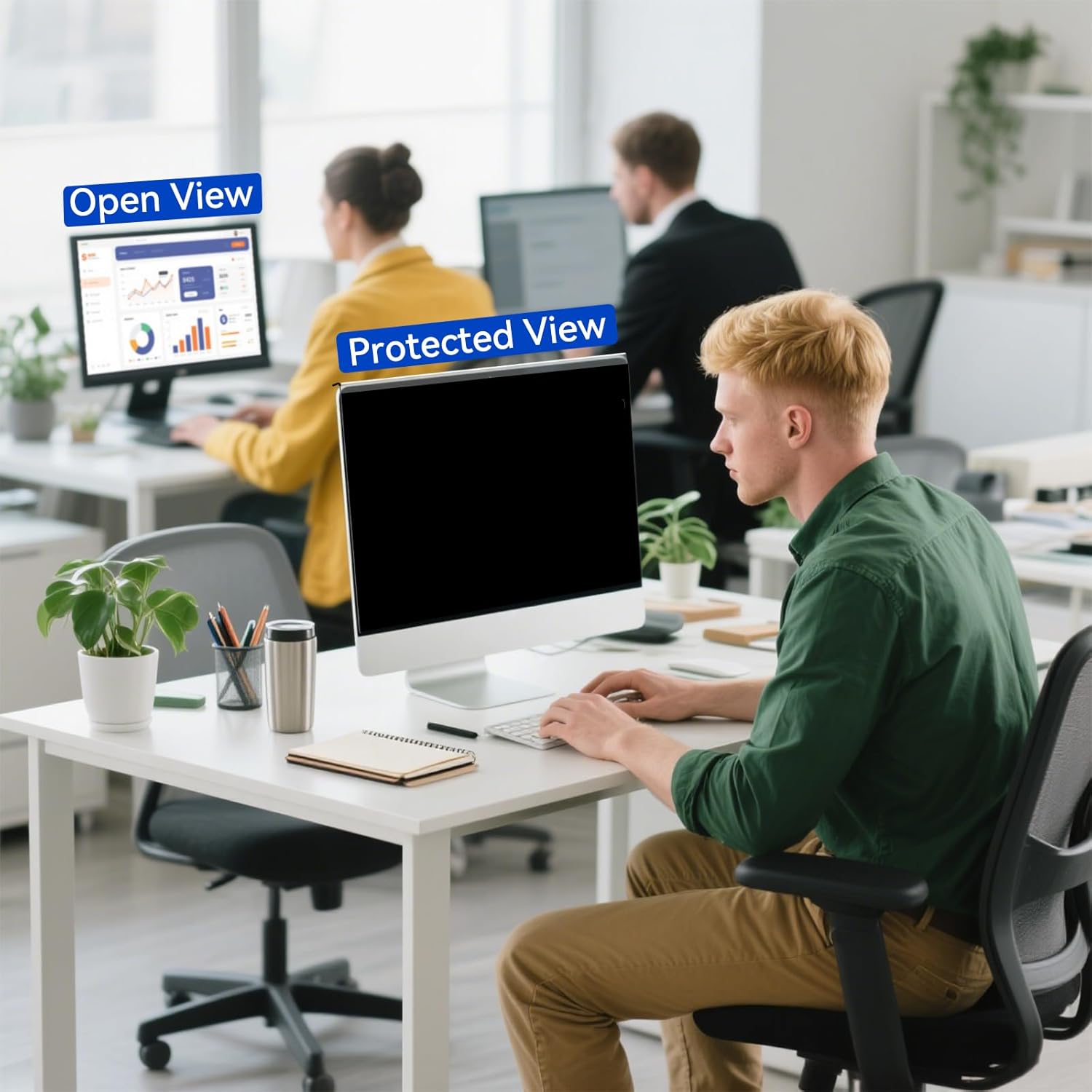 MOSISO 20-22 inch Computer Privacy Screen Protector for 16:9 Monitor, Eye Protection Frame Hanging Type Removable Anti-Scratch Acrylic Privacy Filter for Diagonal 20, 21.5, 22 inch PC Monitor