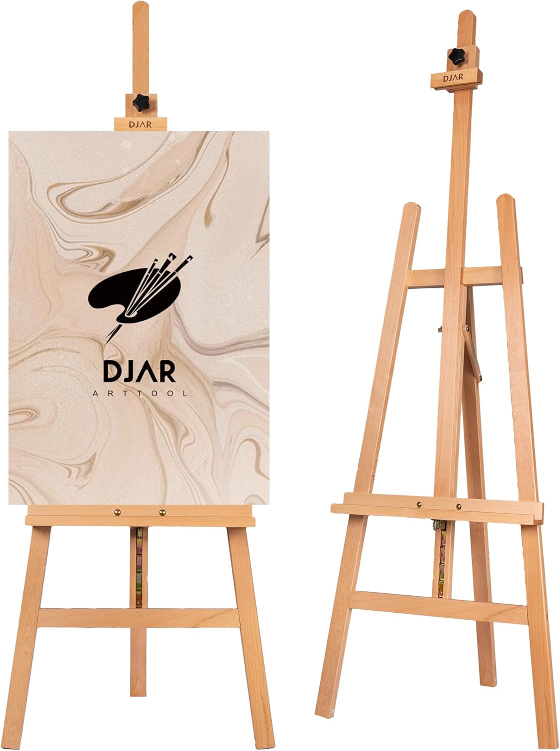 DJAR A Frame Wooden Art Easel for Painting, 57’’-76’’ Adjustable Height, Hold Canvas up to 43’’, Floor Easel Stand for Adults, Beginner
