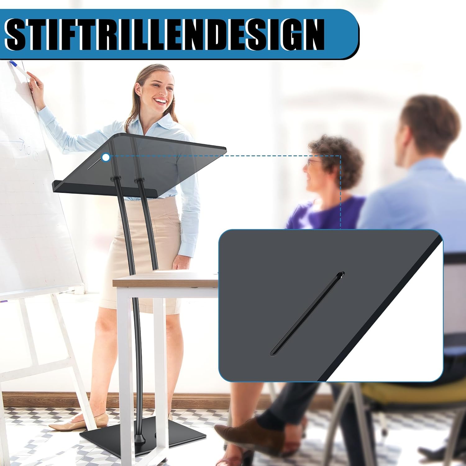 Pulpits for Churches with Iron Stable Bottom, Acrylic Podium Lectern with 10MM Thickened Acrylic Countertop, Multi Function Pulpit for Modern Classroom Music Concert Wedding Conference Event