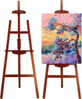 Adjustable Wooden Painting Easel, Pine Art Easel Stand Hold up to 43'', Painting Canvas for Wedding Sign and Poster, Drawing for Adults, Begginners and Students, Walnut