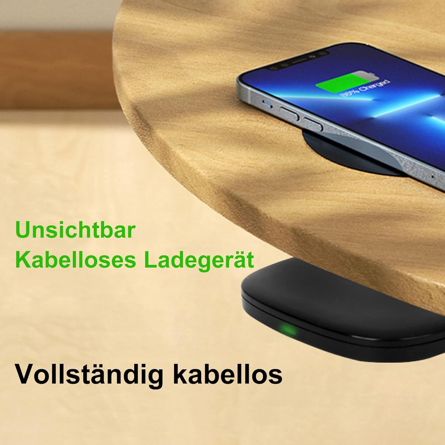 2-inch (50mm) NiiTTER Invisible Wireless Charger, Under Desk Wireless Charger, Hidden Charging Station for iPhone 16/15/14/13/12/Wireless Phones(Adapter Included)