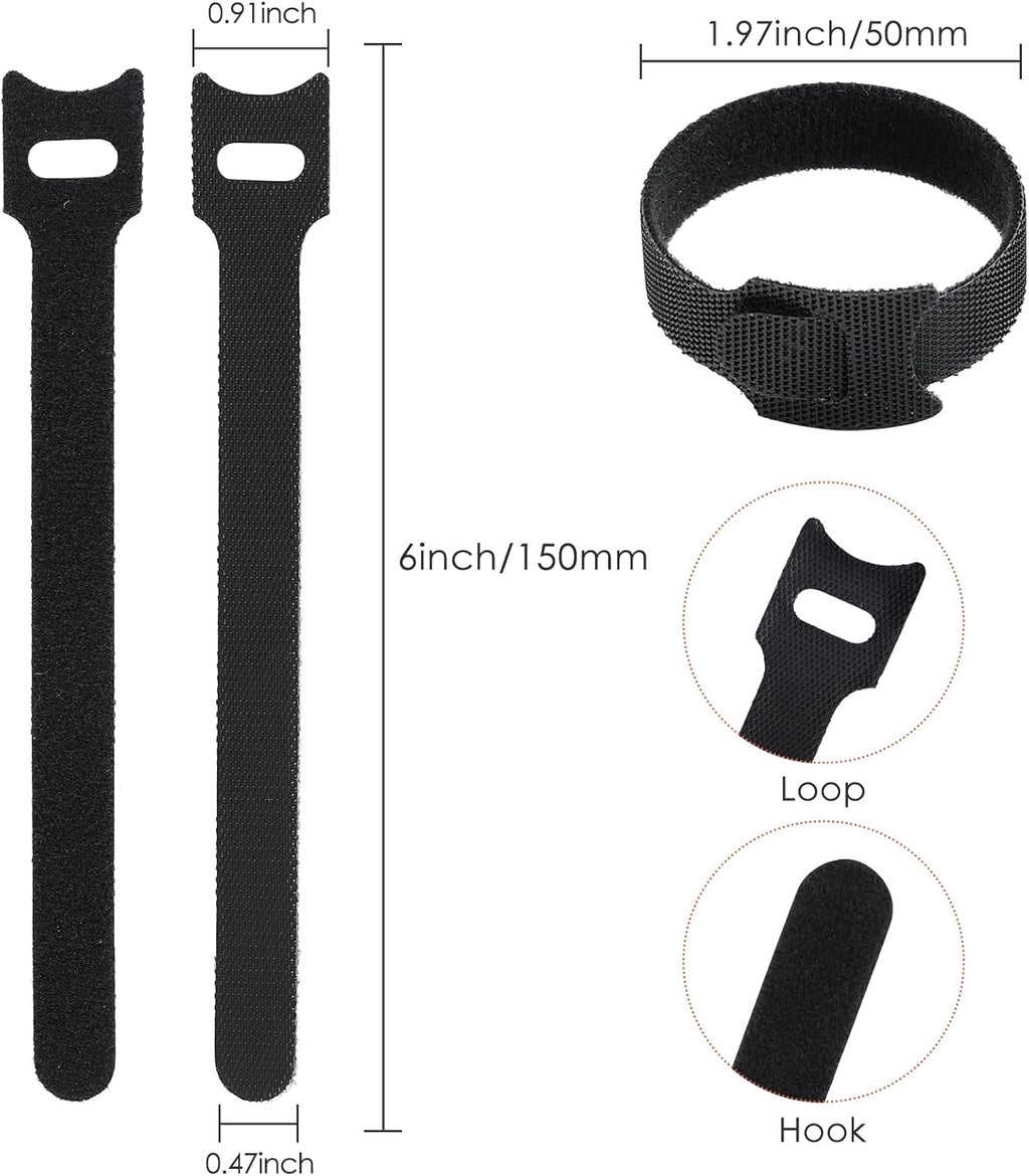 120PCS 6 Inch Reusable Cable Ties Wire Ties Cord Organizer Cable Organizer Adjustable Management Black