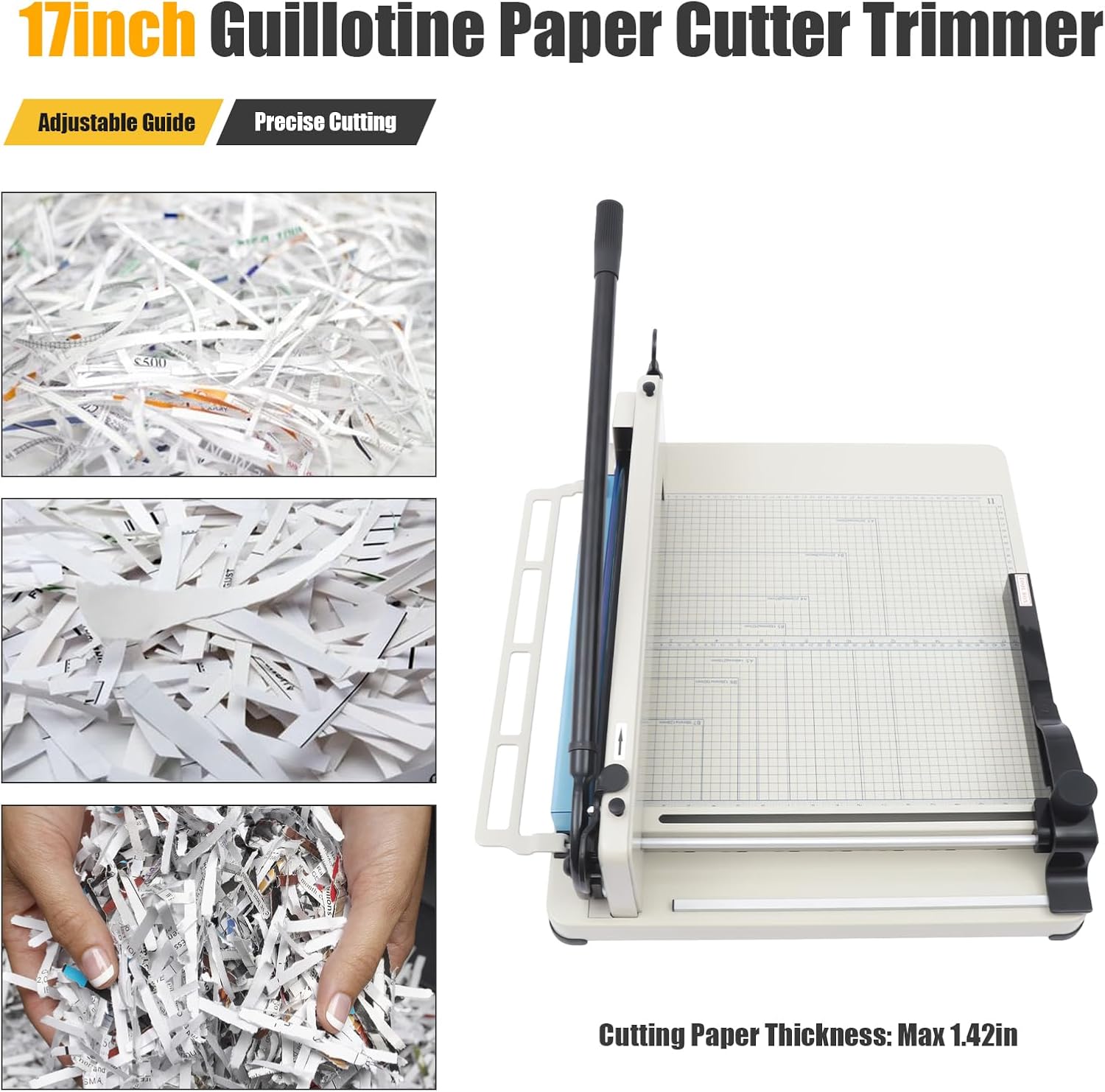 Guillotine Paper Cutter Heavy Duty,17 Inch Trimmer Paper Cutter, 1.42" Cutting Thickness, 400 Sheets Papers, Paper Scrap Slicer Trimmer for Cardstock Cards Office Home School A4/B5 Paper, Etc