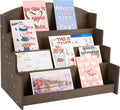 4 Tier Wooden Greeting Card Display Stand, Sticker Organizer Rack, Retail Photos Shelf for Vendors Craft Collection, Retail Stores, Postcards, Jewelry, Snacks, Brown