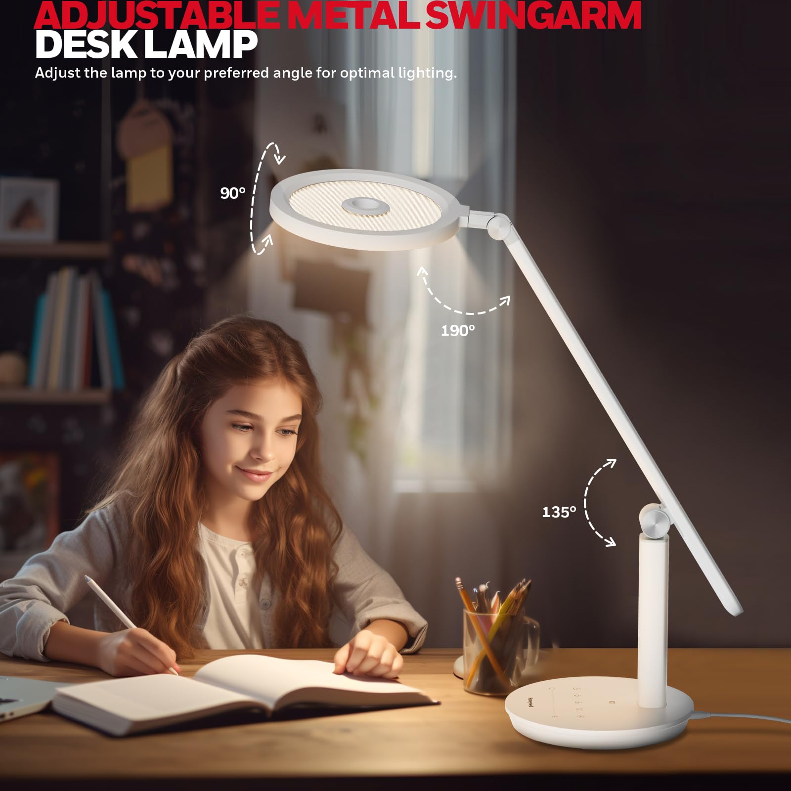 Eye-Caring H6 Sunturalux™ LED Desk Lamp - 800LM Dimmable Table Light with Timer & Touch Control for Home Office, Study & Bedroom (Available in 3 Colors)