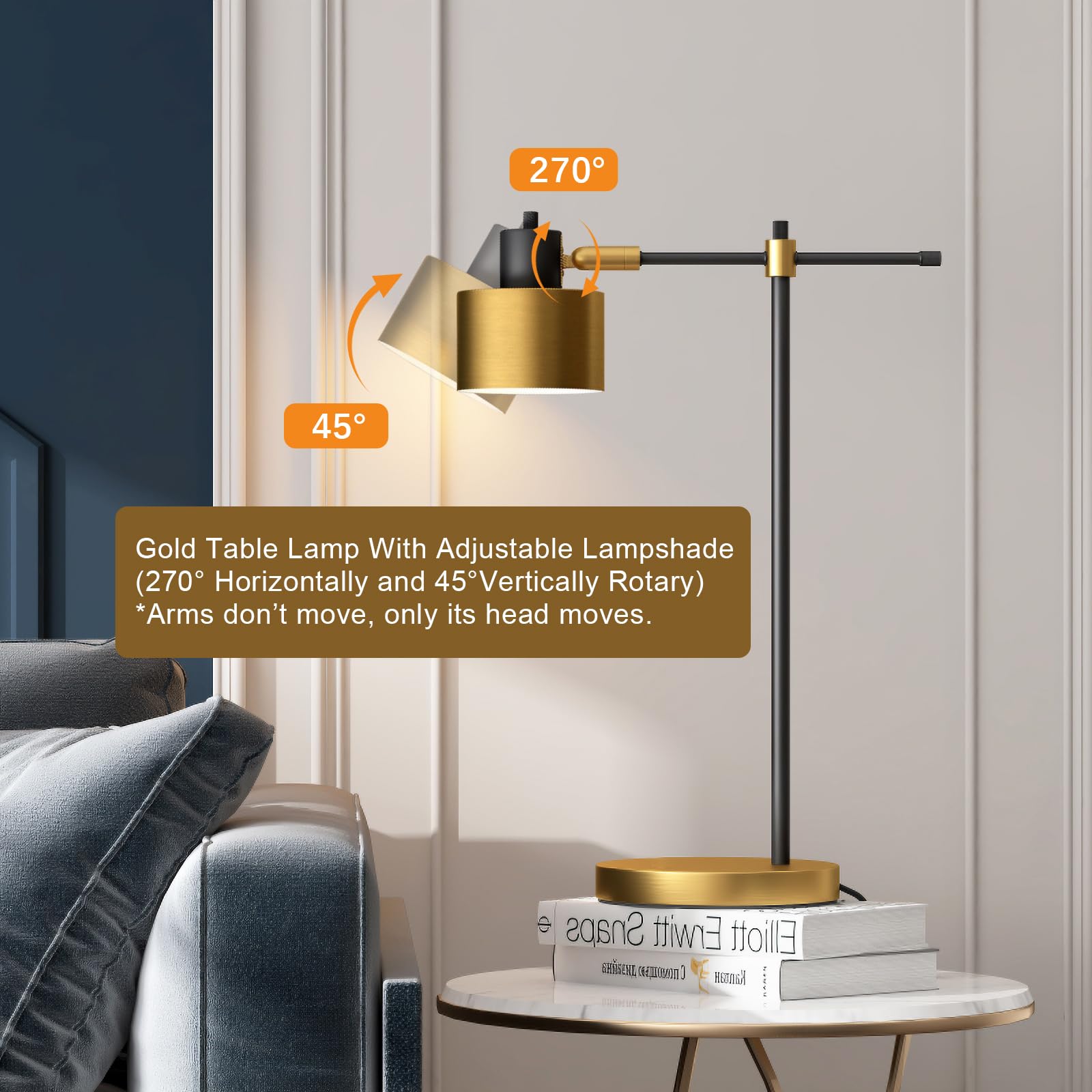 Modern Industrial Gold & Matte Black LED Desk Lamp