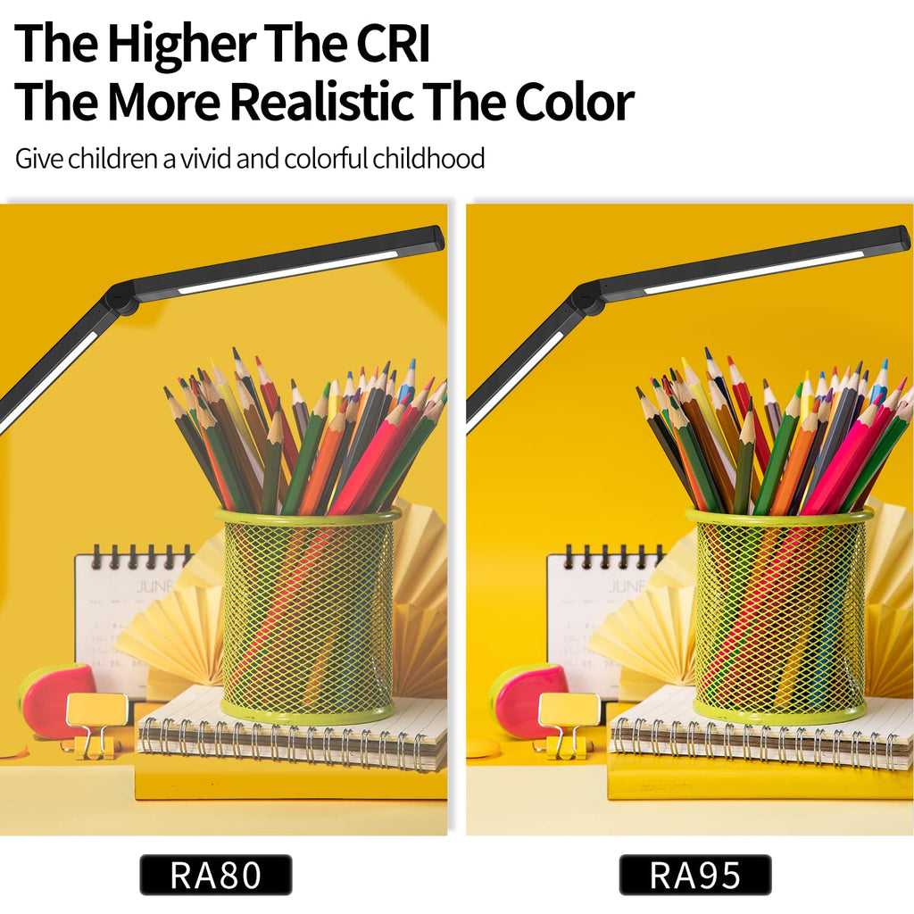 Architect LED Desk Lamp with Dual Light Source & Clamp, Adjustable Swing Arm Eye-Caring Office Lamp (Black / White