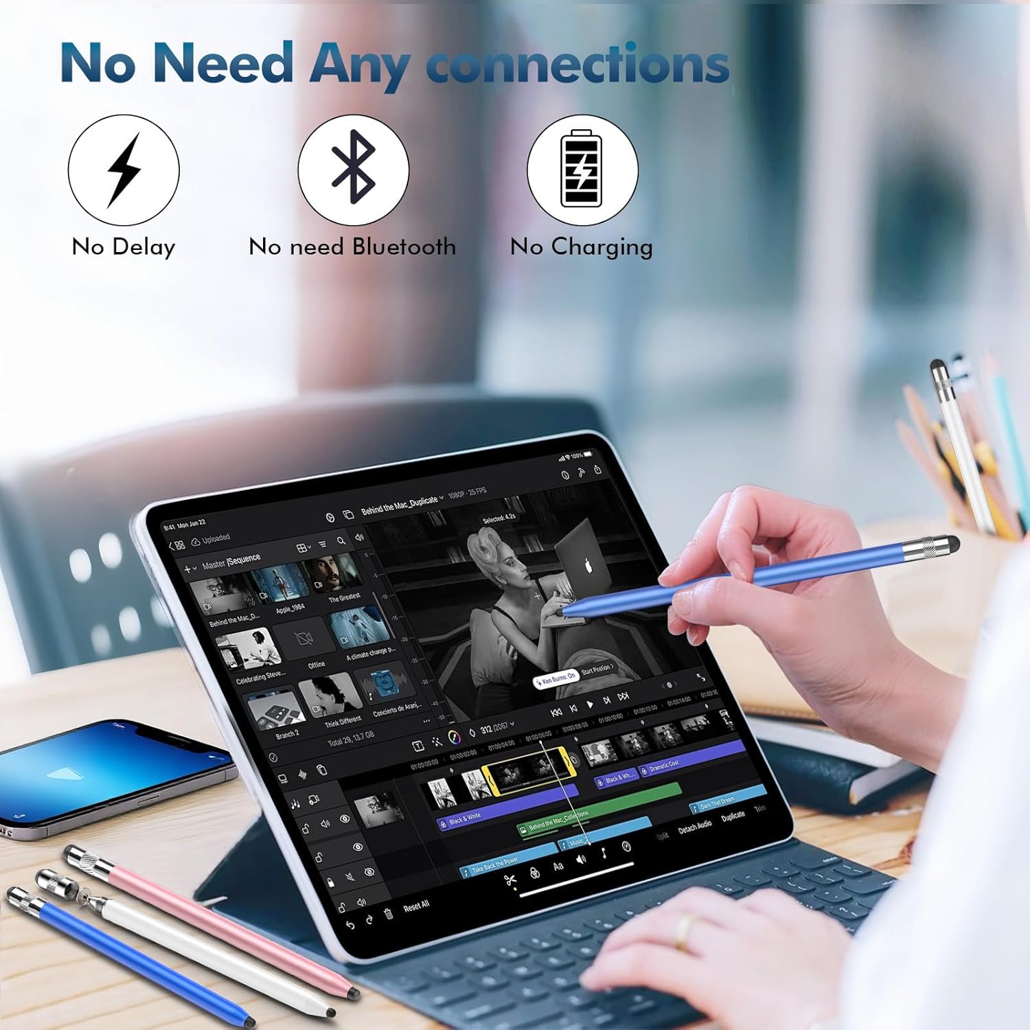 Stylus Pen for Touchscreen, 3-in-1 Rubber Disc Stylus, High Sensitivity and Precision, Universal Stylus Pen Compatible for Ipad,iPhone Android Kindle All Capacitive Tablets