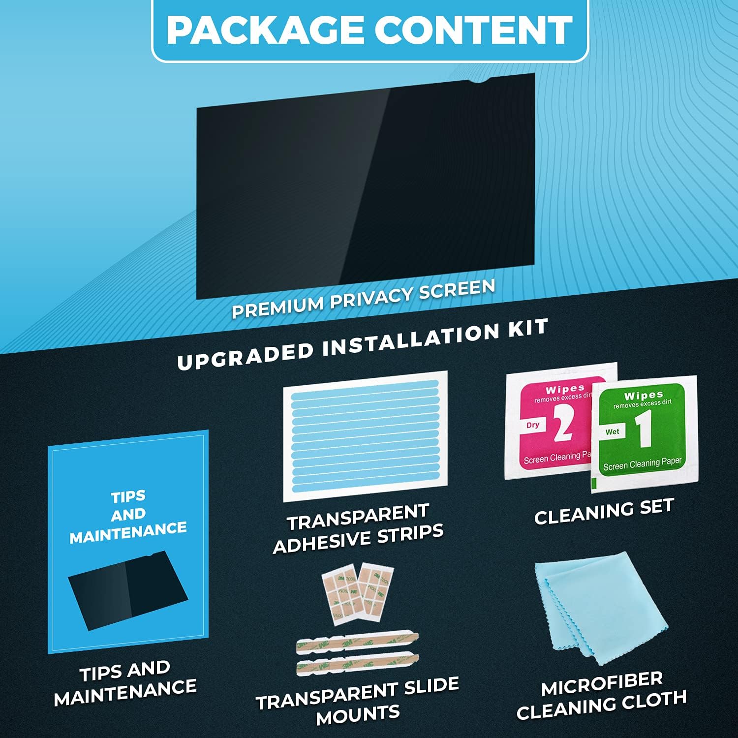 [2 Pack] Premium Privacy Screen Filter for 19.5 Inches Desktop Computer Widescreen Monitor with Aspect Ratio 16:09. Anti Glare and Anti Blue Light Protection