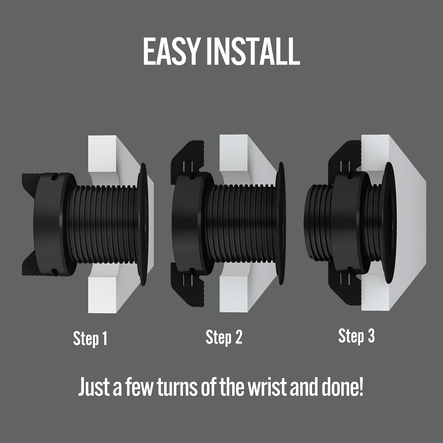 (2-Pack Black) Cable, Wire & Cord Management - Self Locking Grommet with Cover for Walls, Ceilings, Desks, Used for All Surfaces 3/8” to 1” Thick, Made in USA