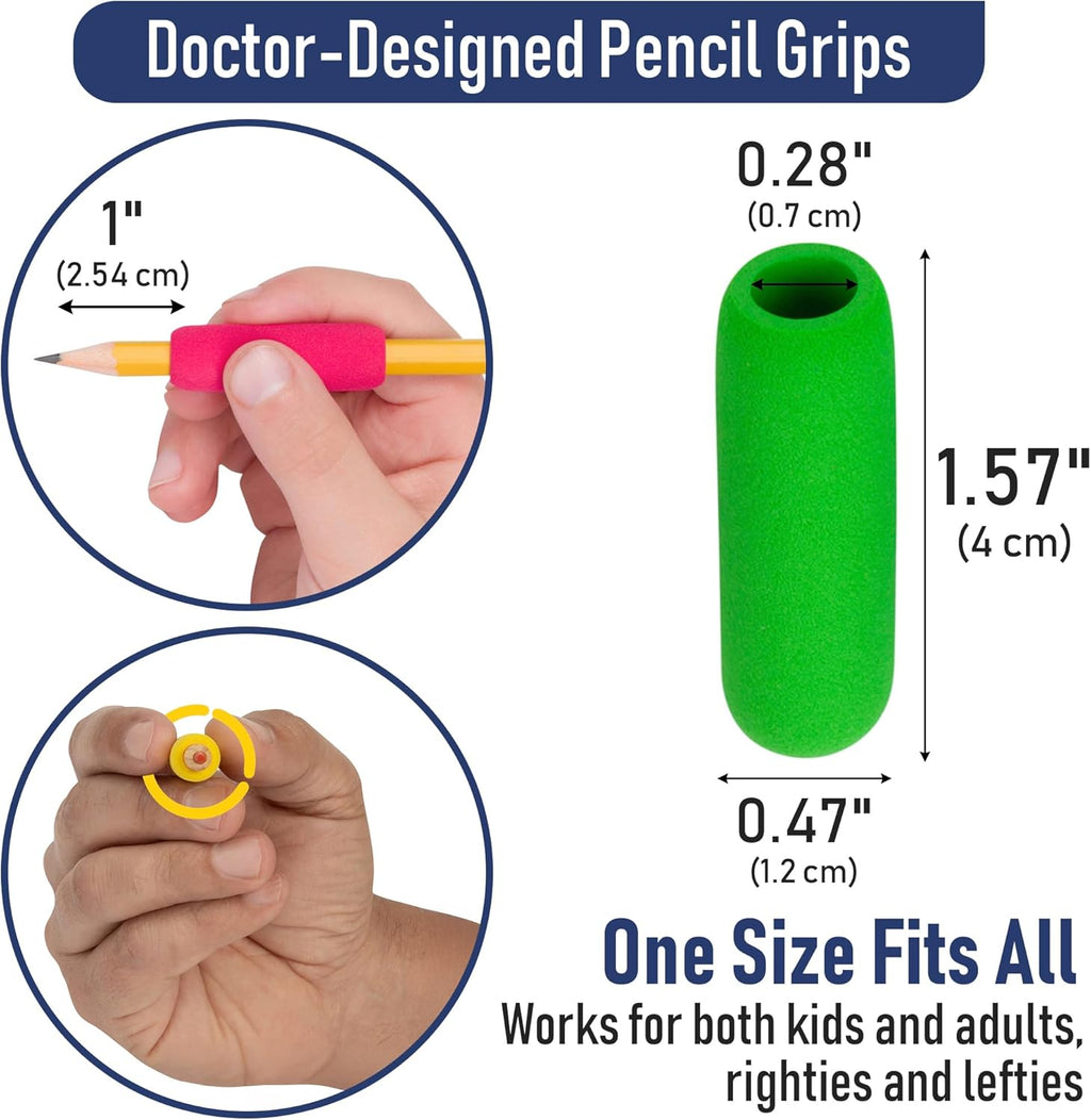 The Pencil Grip The Classics Soft Foam Pencil Grips, Ergonomic Writing Aid For Lefties And Righties, 1.5 Inch Long, Assorted Colors, 12 Count - TPG-16412