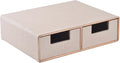 Linen Leather Desk Organizer with Drawers－Mini Desktop Drawer Organizer Stackable－Multifunctional Tabletop Organization Storage Box for Office Supplies Home Vanity Toiletries (Beige, 2-drawers)