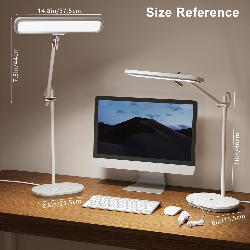 Advanced Eye-Caring LED Desk Lamp - CRI 98 Full Spectrum Light for Home Office, Crafting & Studying (Dimmable, Touch & Gesture Control)