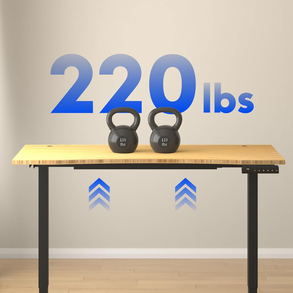FLEXISPOT E3 Bamboo Dual Motor 72x30 Inch Electric Height Adjustable Standing Desk Whole-Piece Board Desk Sit Stand Up Desk (Black Frame + Bamboo Curved Desktop)