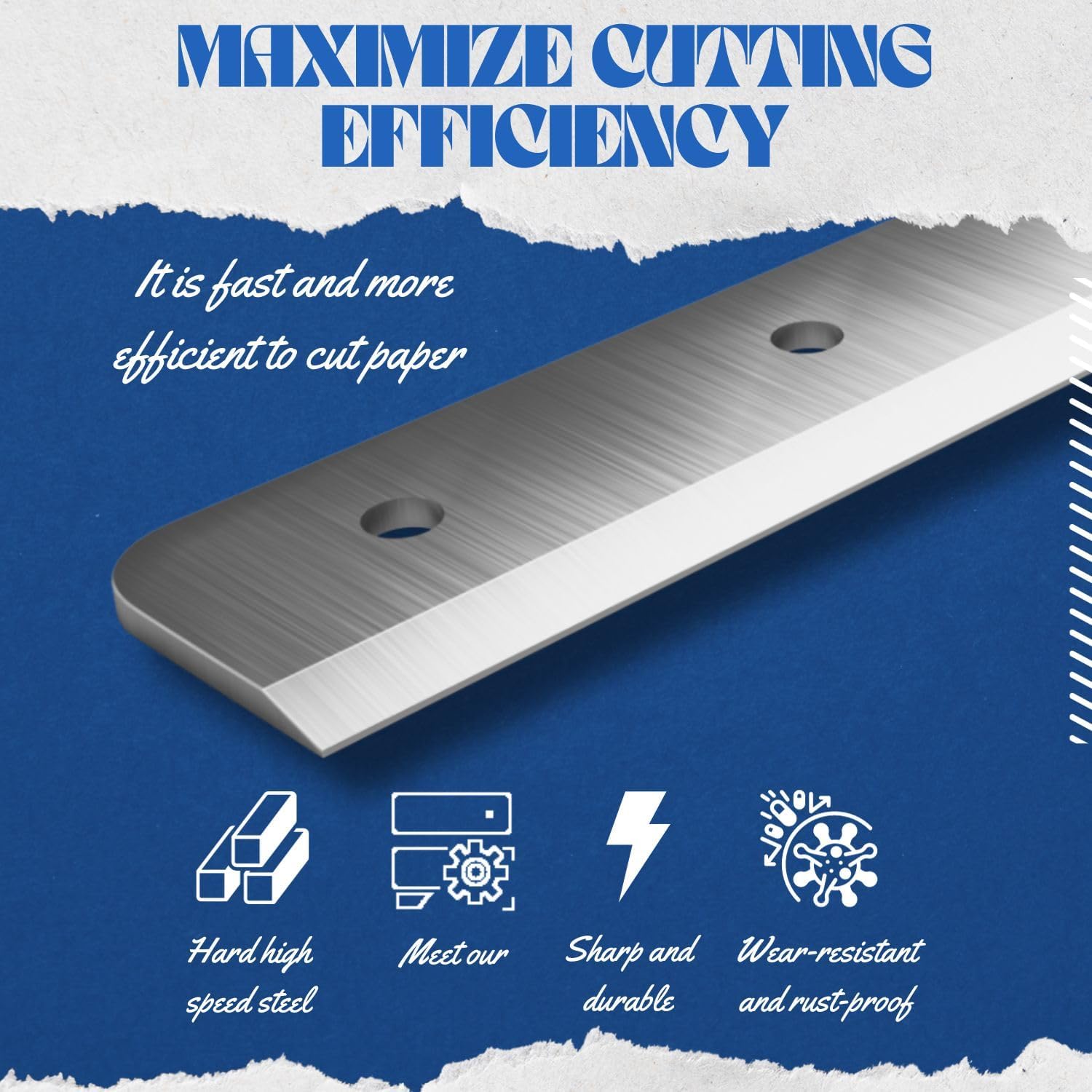 Flexzion Guillotine Blade Replacement 20 inch A3 - Heavy Duty Steel Trimmer Blade for Professional Industrial Guillotine Stack A3 Desktop Paper Cutter, 400 Sheets