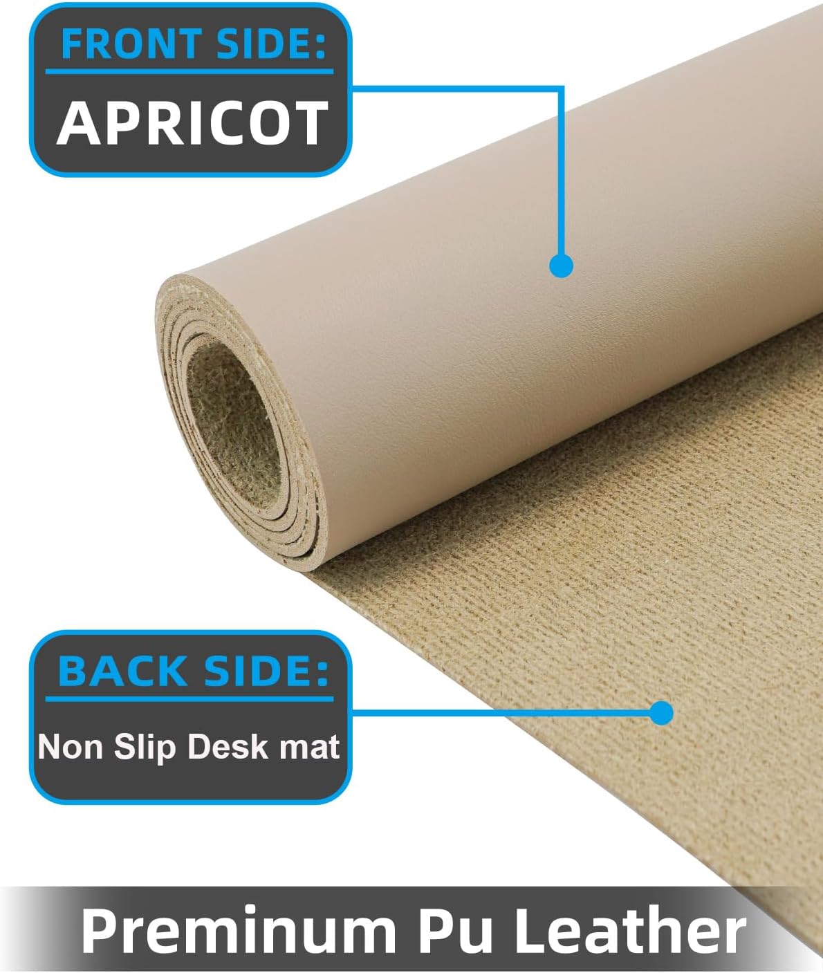 Leather Desk Pad Protector, Large Desk Mat, Mouse Pad, Non-Slip PU Leather Desk Blotter,Desk Cover mat,Desk mat for Keyboard and Mouse,Mat for Office&Home (Apricot, 48" x 17")