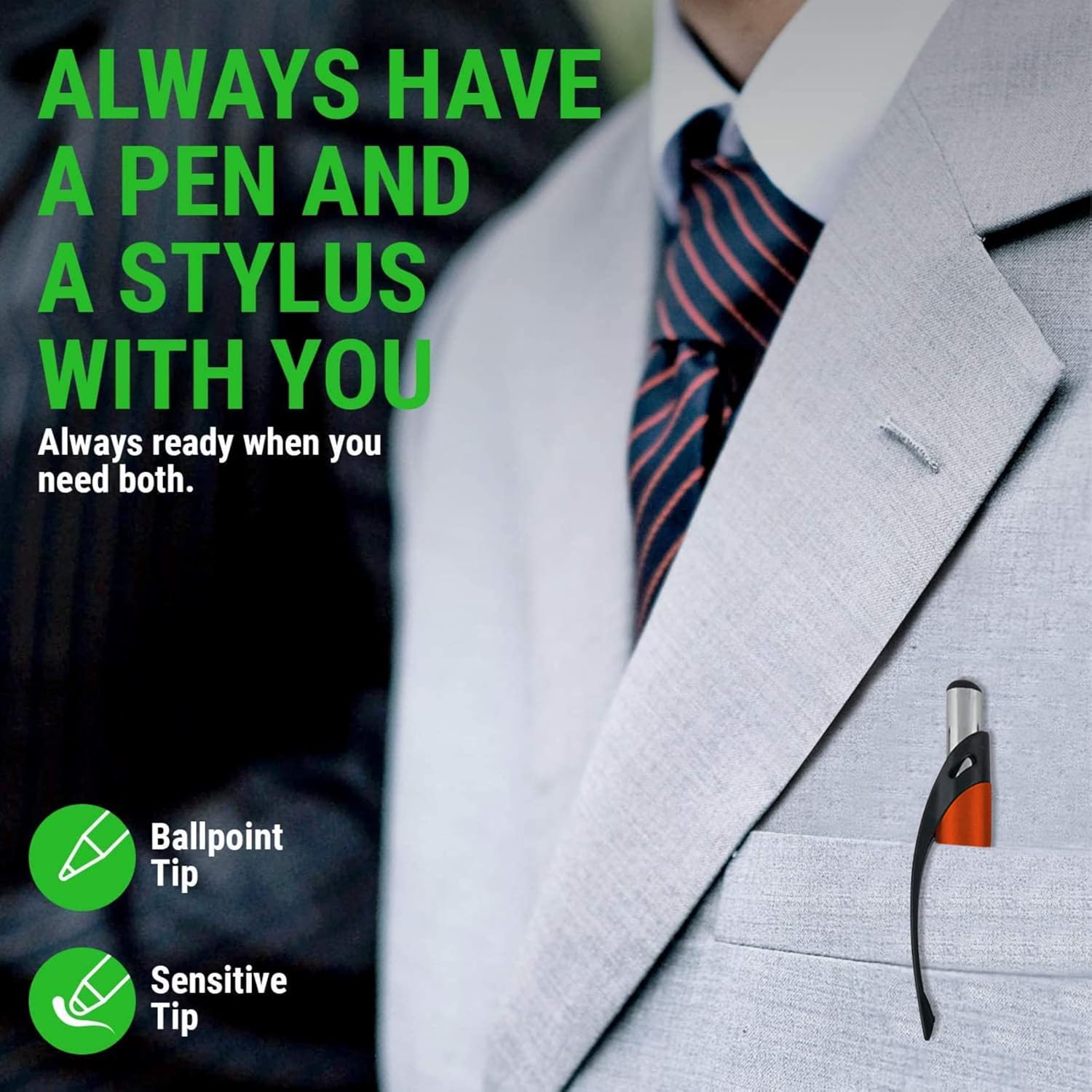 Stylus Pen, 2 in 1 Capacitive Stylus & Ballpoint Click Pen with Comfort Grip for Universal Touchscreen Devices,Tablets, iPad, iPhone 6,6 Plus, iPod, Android, Samsung Galaxy(Metallic 10 Pack)