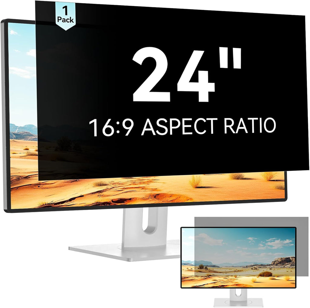 Mamol 24 Inch Computer Privacy Screen Filter for 16:9 Aspect Ratio Widescreen Monitor - Removable Computer Screen Privacy Shield and Anti Glare Blue Light Filter, Anti-Scratch Screen Protective Film