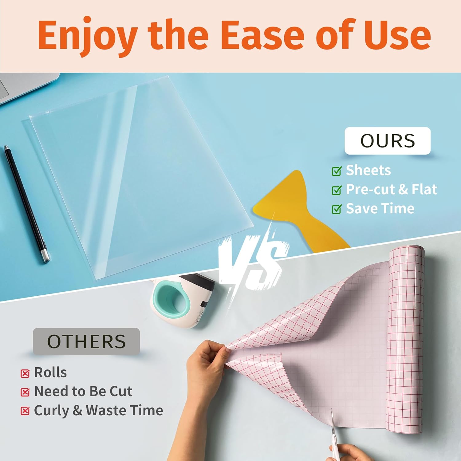 TransOurDream Tru-Iron On Transfer Tape for Inkjet Dark Heat Transfer Paper (20 Sheets, 8.5"x11") Iron On Clear Transfer Tape for Cut & Weeded Printable Heat Transfer Vinyl, Iron on Transfer Mask