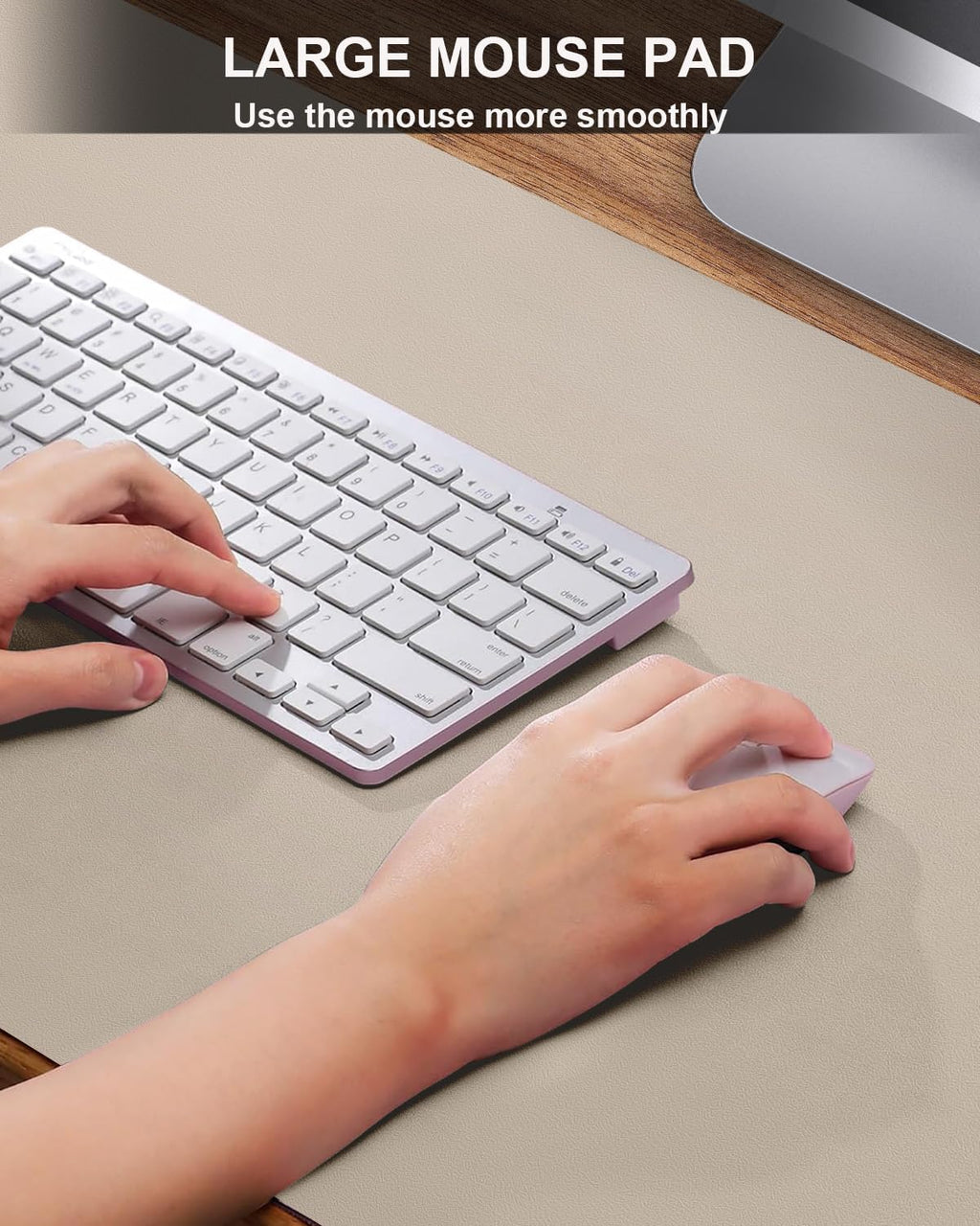 Leather Desk Pad Protector, Large Desk Mat, Mouse Pad, Non-Slip PU Leather Desk Blotter,Desk Cover mat,Desk mat for Keyboard and Mouse,Mat for Office&Home (Apricot, 48" x 17")