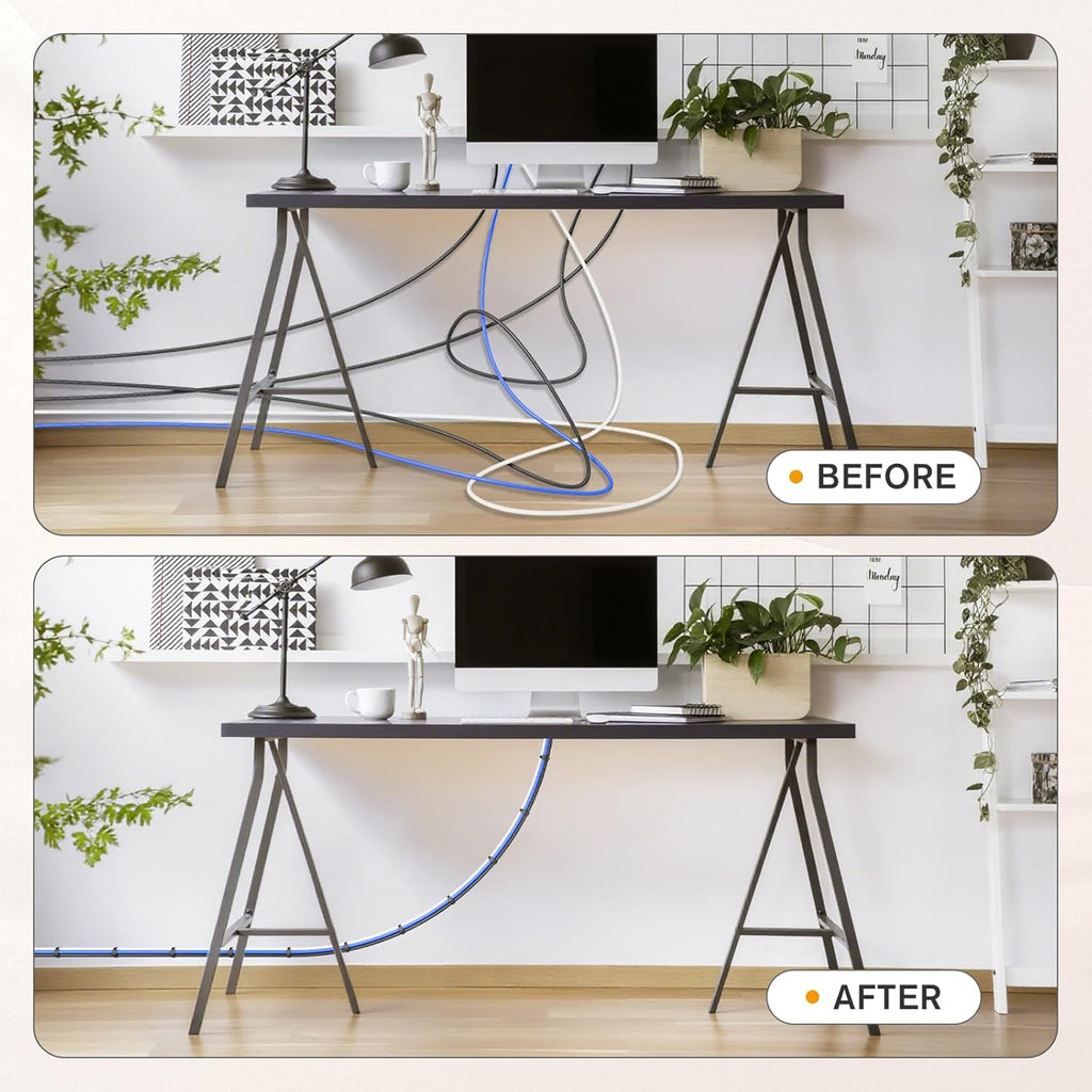 CableGeeker 60 PCS Reusable Cable Ties (6 Inch) - Adjustable Hook and Loop Cord Straps, Wire Organizer for Home, Office, Electronics - Black