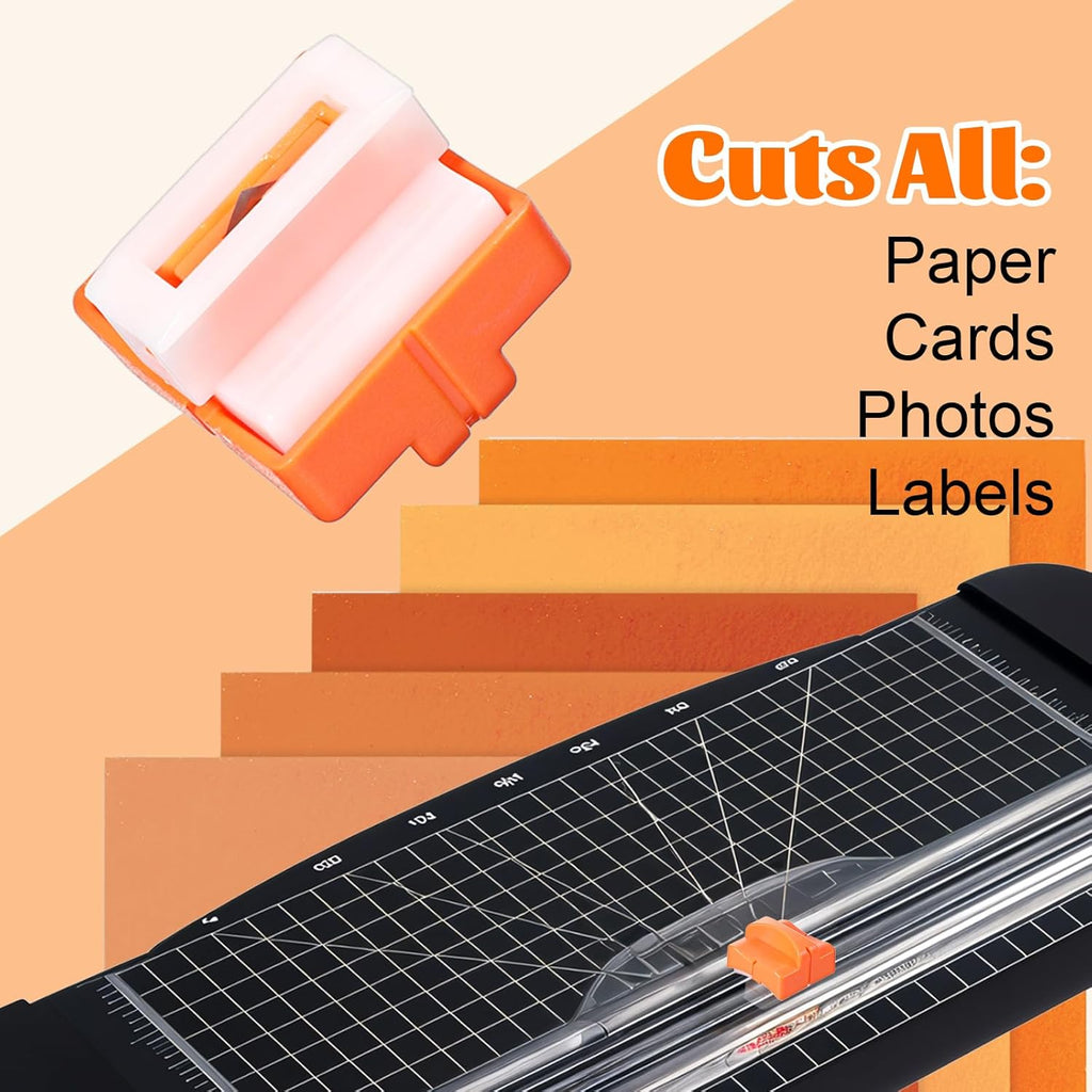 6-Pack Paper Cutter Replacement Blades with Individual Plastic Box for A4/A5 Trimmers,Safeguard Design (Orange)