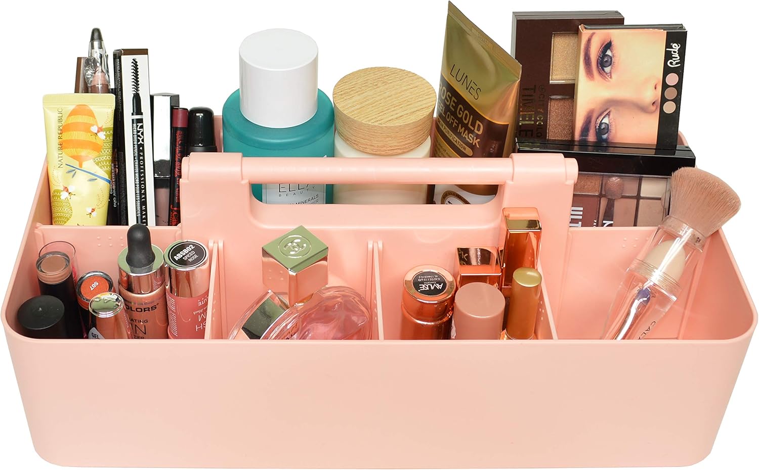 -Large Portable Caddy, DIY Dividers, 8 Compartments, School Home Business Organizer,Portable Basket with Handle Storage Organizer Modern Made in USA (4 PACK, Indie Pink)