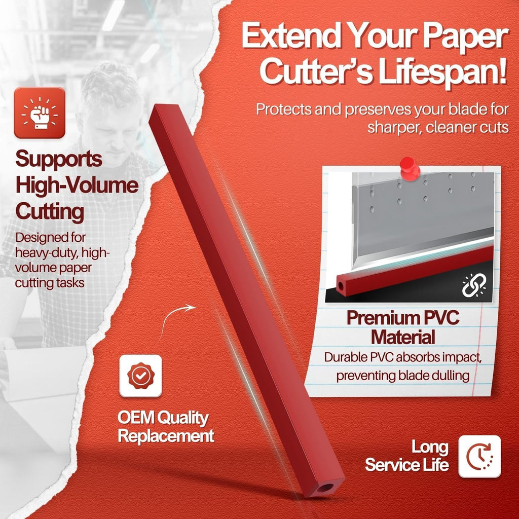 Flexzion 12" A4 Cutting Stick Replacement, Stack Paper Cutter Trimmer Blade Rubber Pad for Heavy Duty Professional Industrial Guillotine Stack Desktop, 12 inch Trimming Machine Accessories Parts