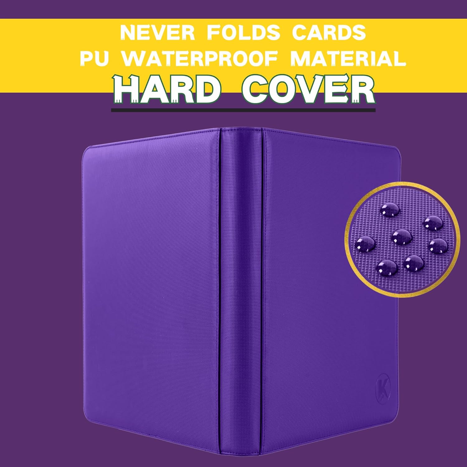 Toploader Binder, Holds 128+ Toploaders, 4 Pocket Top Loader Card Storage Case, Double-Sided Pockets for trading card in 3 x 4'' Toploaders (Pueple)