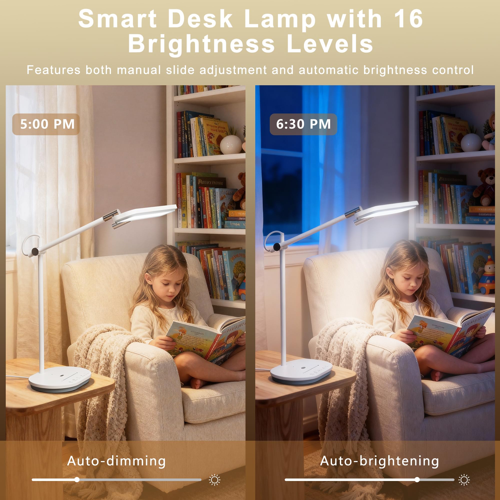 Advanced Eye-Caring LED Desk Lamp - CRI 98 Full Spectrum Light for Home Office, Crafting & Studying (Dimmable, Touch & Gesture Control)