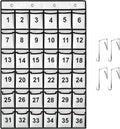 36 Pockets Numbered Classroom Pocket Chart for Cell Phones, Hanging Pocket Chart Storage for Classroom Phone Calculator Holder with 4 Stainless Steel Hooks (White-36pockets)