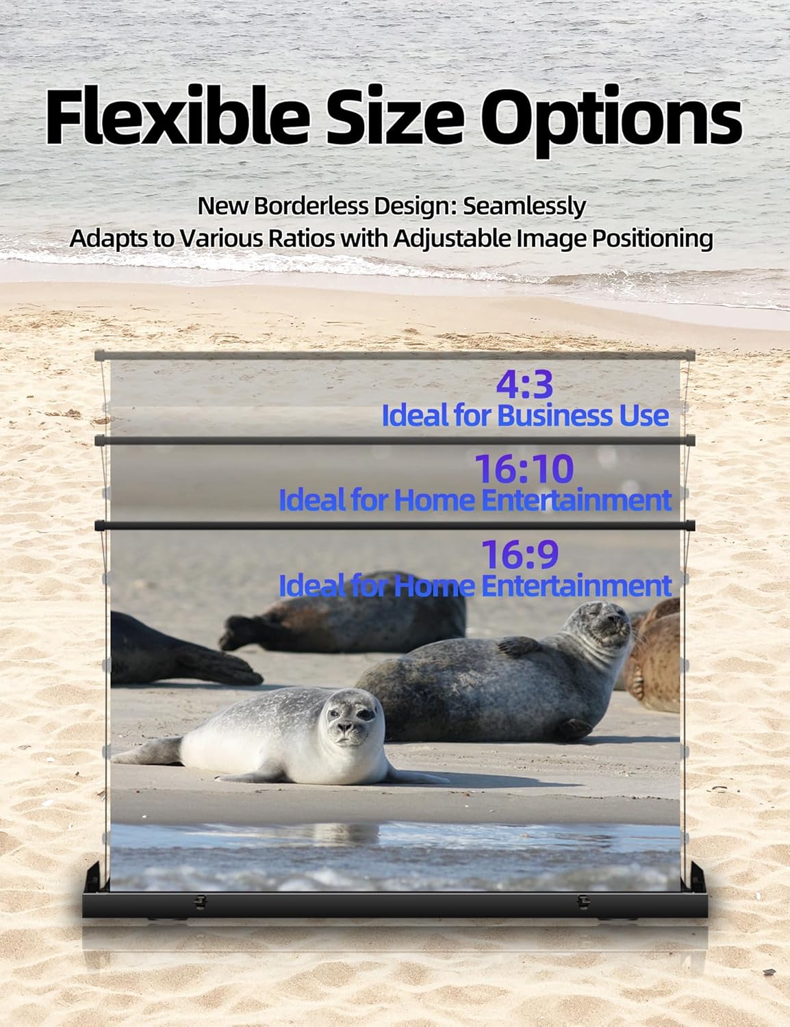 Portable Tab-Tension Matte White Manual Pull Up Projector Screen,178°Viewing Angle Movie Screen,Outdoor Projector Screen Wrinkle-Free Design for Backyard Movie Night(100 in/16:9)