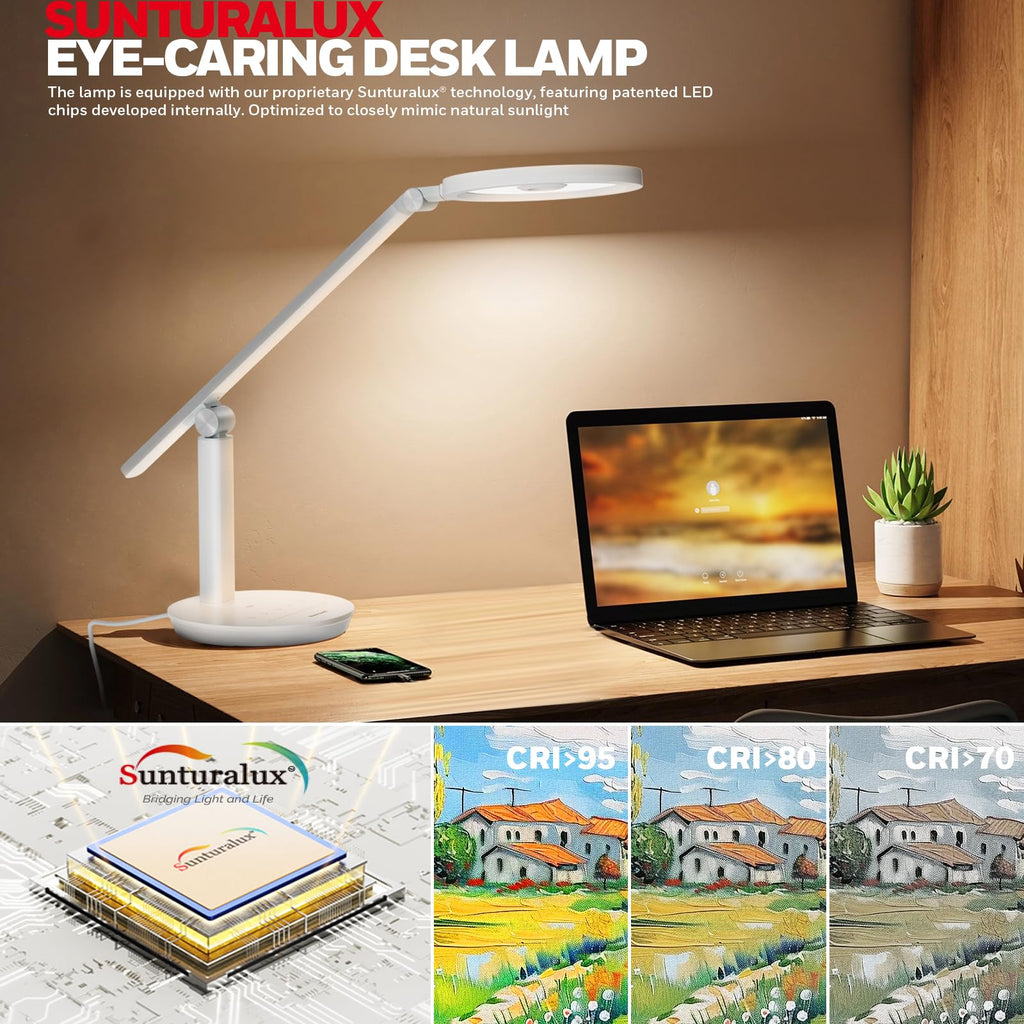Eye-Caring H6 Sunturalux™ LED Desk Lamp - 800LM Dimmable Table Light with Timer & Touch Control for Home Office, Study & Bedroom (Available in 3 Colors)