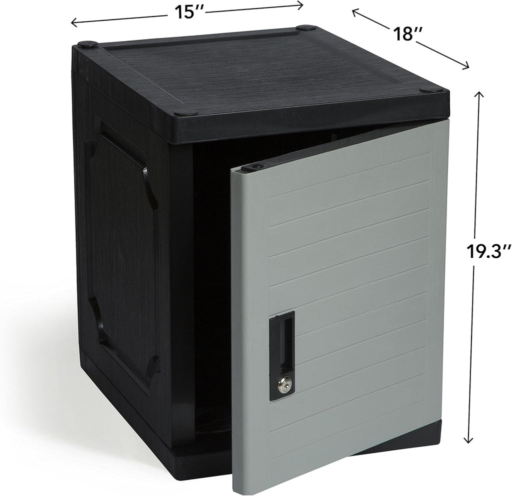 Jink Locker - Lockable Storage Cabinet with Keys, 19” - Great Locking Storage Box Solution for Home, Garage, Office or Outdoor (Gray)