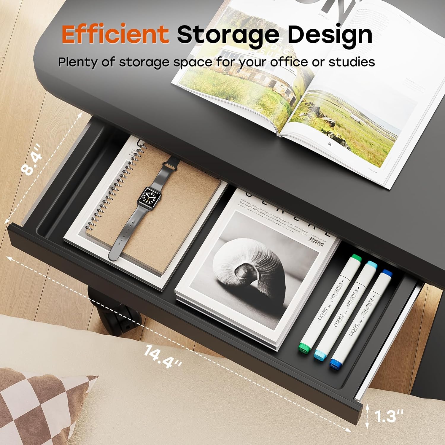 Mobile Small Standing Desk with Drawer, 23.6"x19.7" Rolling Laptop Cart on Wheels, Height Adjustable Sit Stand Computer Workstation with Storage for Compact Space, Black