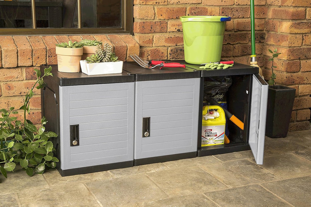 Jink Locker - Lockable Storage Cabinet with Keys, 19” - Great Locking Storage Box Solution for Home, Garage, Office or Outdoor (Gray)