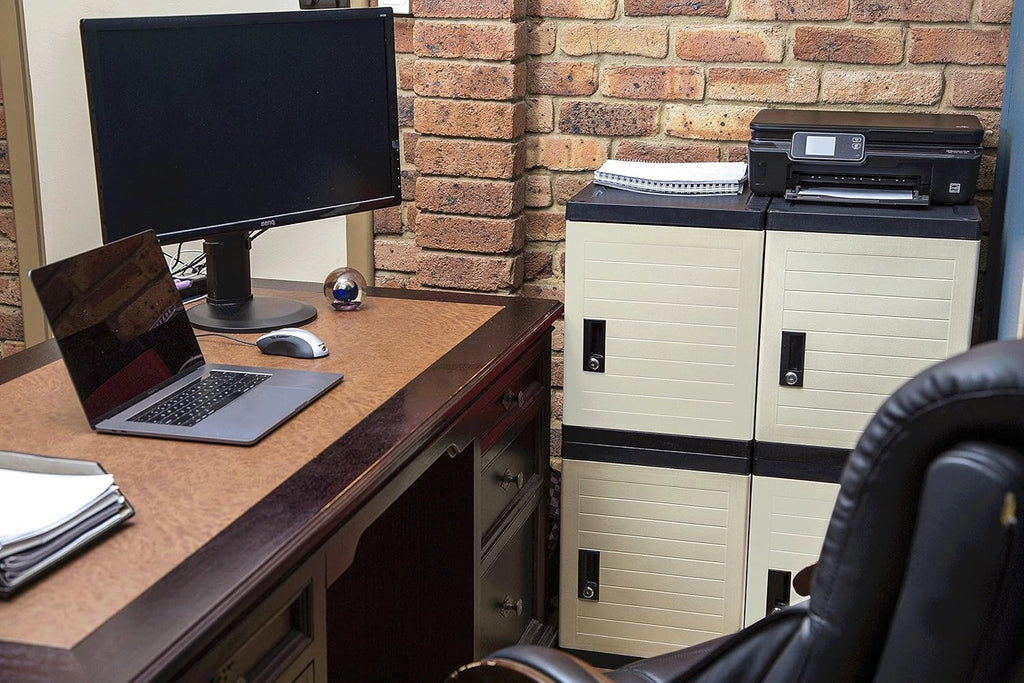 Jink Storage Cabinet Lock Box - Large Lockable Storage Box - Lockers for Home, Office, Dorm or School (White)